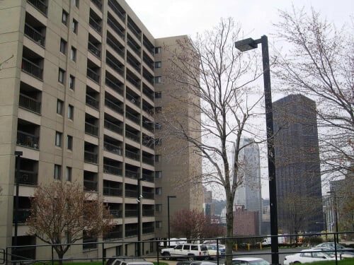 A large building of k leroy irvis towers