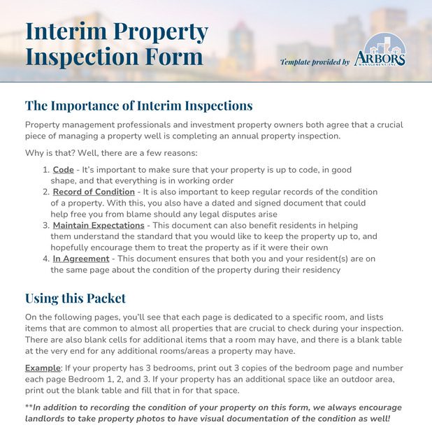 interim property inspection form