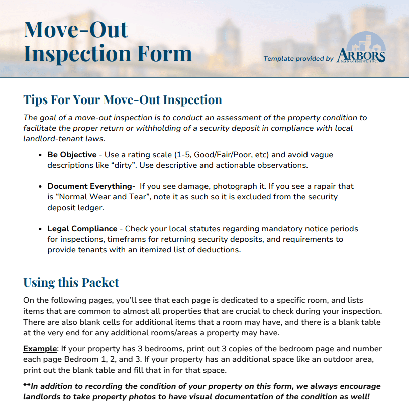 Move-Out<br />
Inspection Form